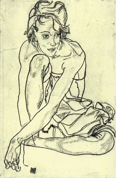 Squatting Woman by Egon Schiele